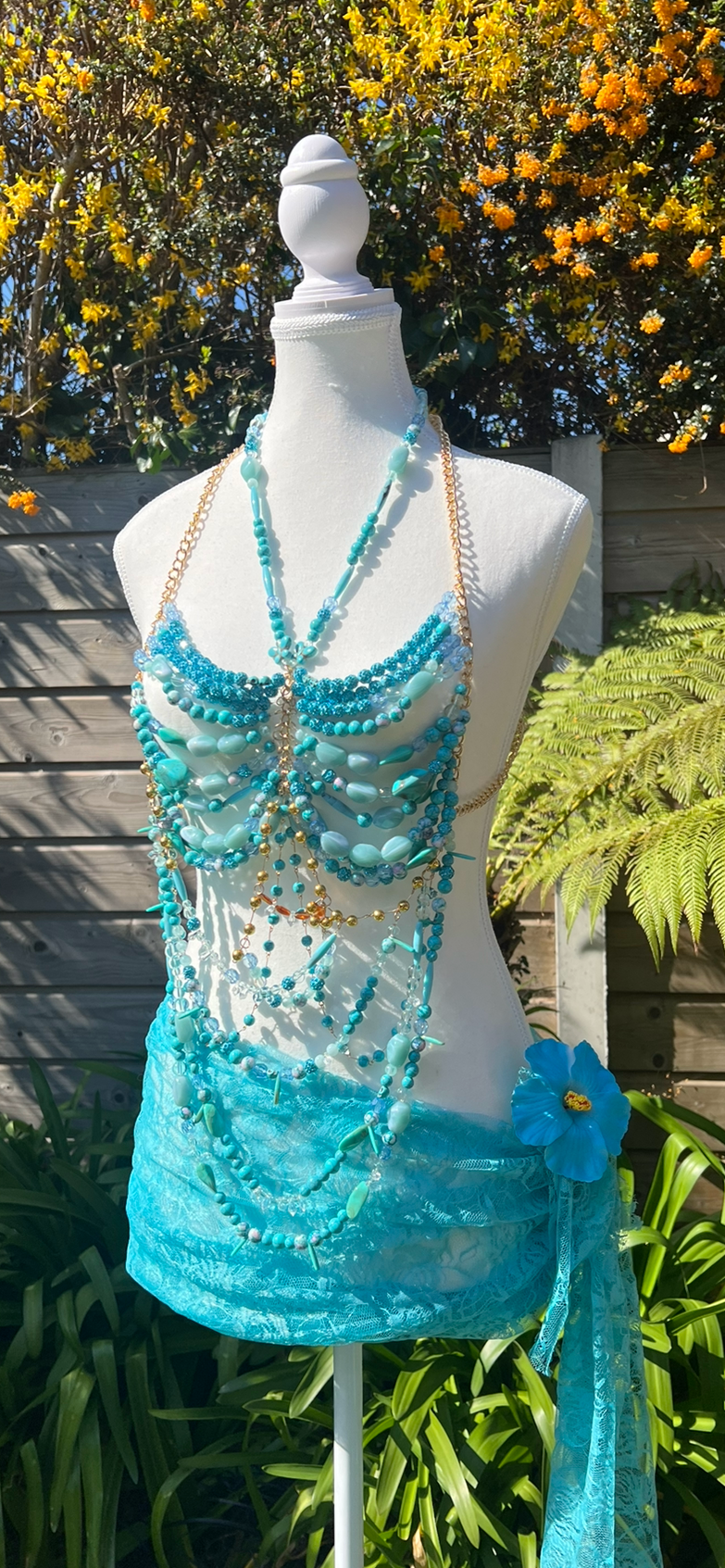Stella Beaded Top - Turquoise Blue